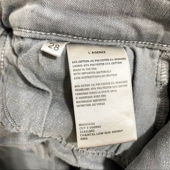 L’Agence • chantal low rise skinny gray jeans sz 28 - Picture 7 of 8